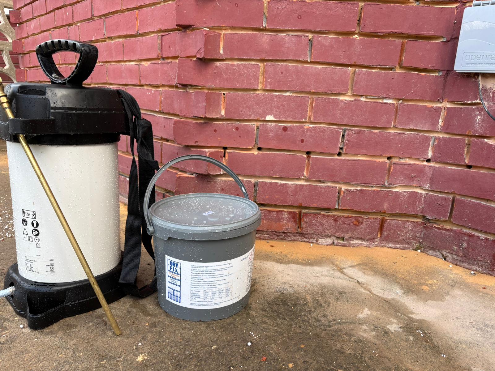 Wall drilled for chemical DPC injection